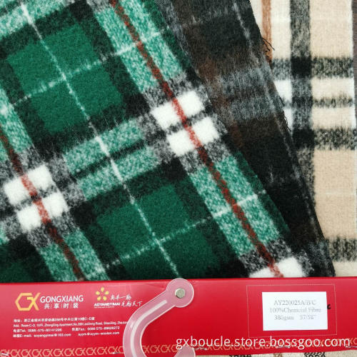 Woolen Boucle fashion Plaid design long brushing fabric
